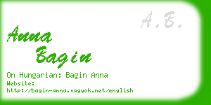 anna bagin business card